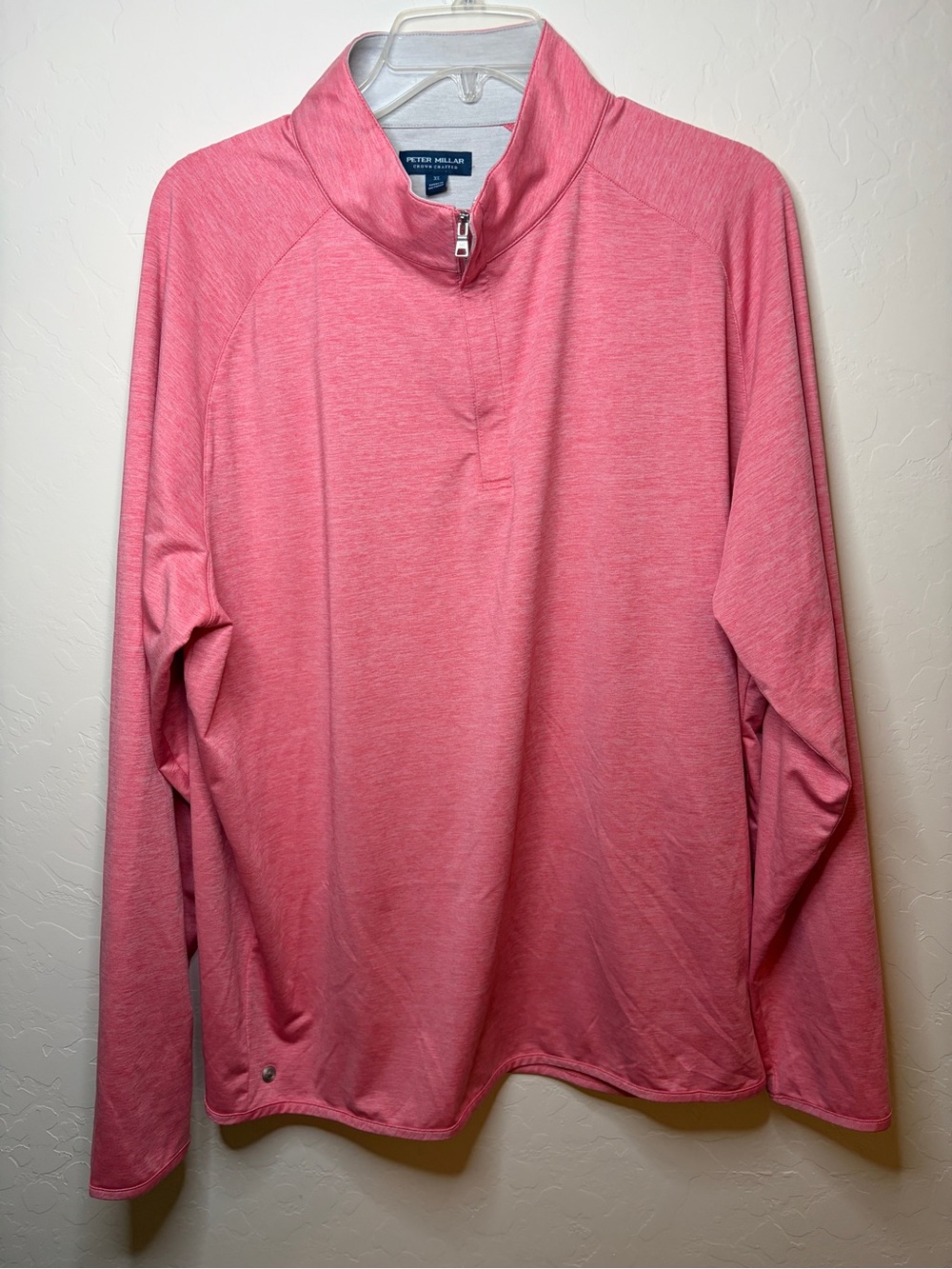 Peter Millar Coral-Pink Quarter Zip Pullover